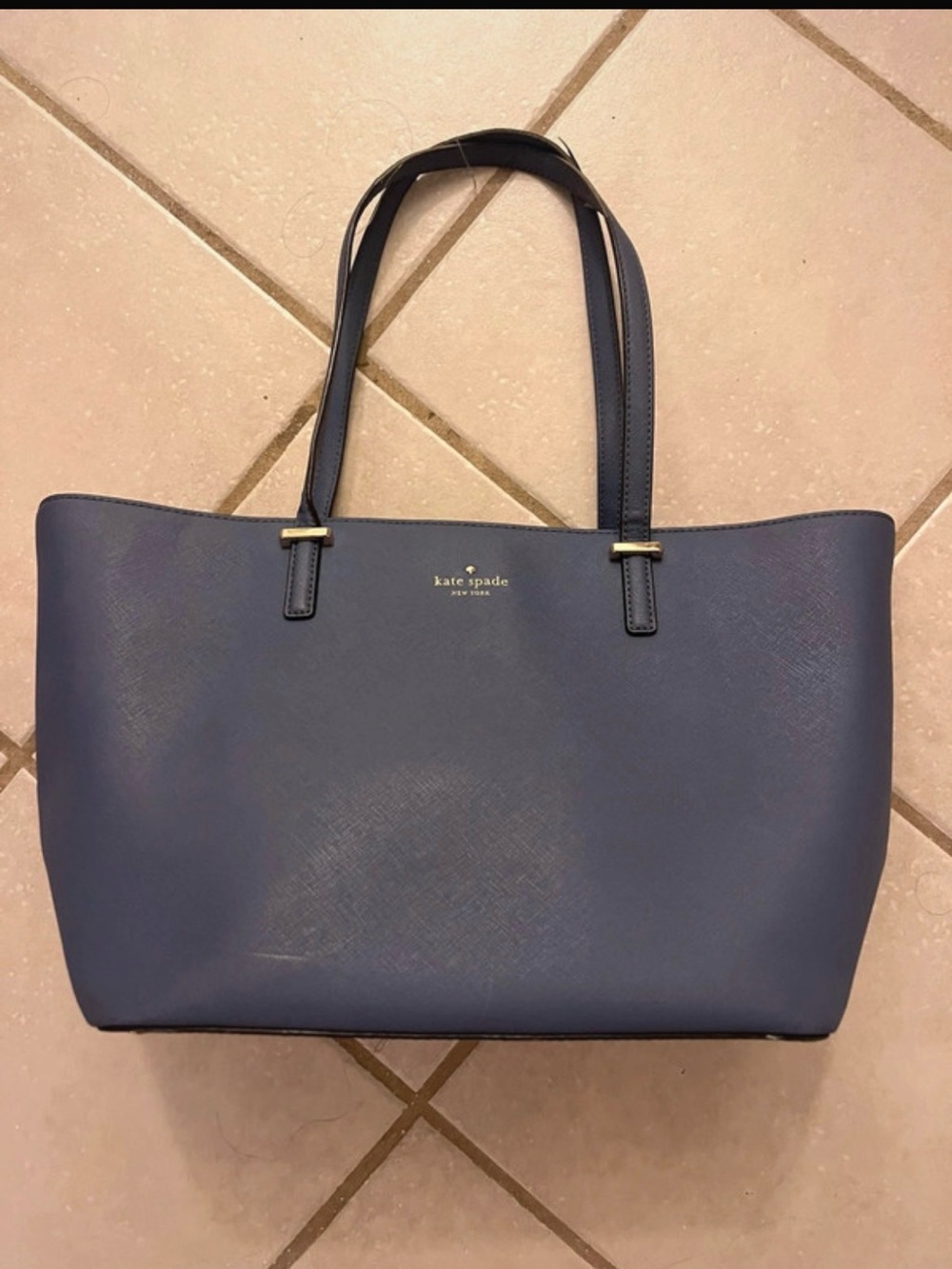 Kate Spade Blue Saffiano Leather Tote Bag
